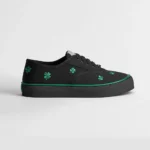 Dior Unisex Saltwind Sneaker Black Cotton Embroidered with Bright Green Dior Clover Motif