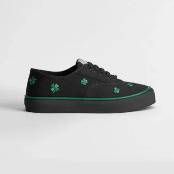 Dior Unisex Saltwind Sneaker Black Cotton Embroidered with Bright Green Dior Clover Motif