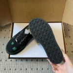 Dior Unisex Saltwind Sneaker Black Cotton Embroidered with Bright Green Dior Clover Motif