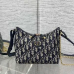 Dior Women 30 Montaigne Diorling Mini Bag with Chain Blue Dior Oblique Jacquard