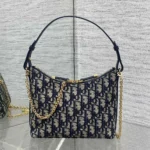 Dior Women 30 Montaigne Diorling Mini Bag with Chain Blue Dior Oblique Jacquard
