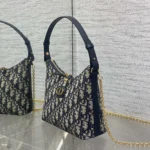 Dior Women 30 Montaigne Diorling Mini Bag with Chain Blue Dior Oblique Jacquard