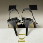 Dior Women Bow Heeled Slingback Sandal Black Lambskin KCO632LAB