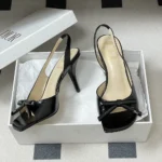 Dior Women Bow Heeled Slingback Sandal Black Lambskin KCO632LAB