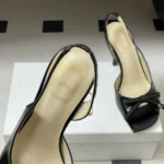 Dior Women Bow Heeled Slingback Sandal Black Lambskin KCO632LAB