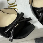 Dior Women Bow Heeled Slingback Sandal Black Lambskin KCO632LAB