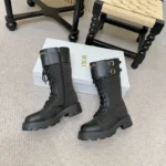 Dior Women D-Trap Ankle Boot Black Calfskin and Nylon with Embroidered Cannage Motif - Image 2