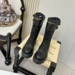 Dior Women D-Trap Ankle Boot Black Calfskin and Nylon with Embroidered Cannage Motif - Image 5