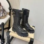 Dior Women D-Trap Ankle Boot Black Calfskin and Nylon with Embroidered Cannage Motif