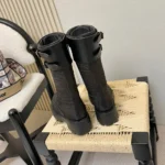 Dior Women D-Trap Ankle Boot Black Calfskin and Nylon with Embroidered Cannage Motif