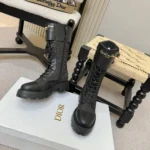 Dior Women D-Trap Ankle Boot Black Calfskin and Nylon with Embroidered Cannage Motif