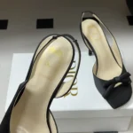 Dior Women Dior Bow Heeled Slingback Sandal Black Satin KCO579SAT