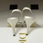 Dior Women Dior Bow Heeled Slingback Sandal White Satin KCO579SAT