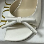 Dior Women Dior Bow Heeled Slingback Sandal White Satin KCO579SAT