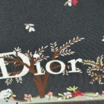Dior Women Dioramour Medium Dior Book Tote with Strap Black Multicolor Revolution Flowers Embroidery