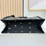 Dior Women Dioramour Medium Dior Book Tote with Strap Black Multicolor Revolution Flowers Embroidery