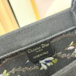 Dior Women Dioramour Medium Dior Book Tote with Strap Black Multicolor Revolution Flowers Embroidery