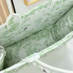 Dior Women Medium Dior Book Tote with Strap Green Multicolor Toile de Jouy Clover Embroidery