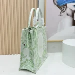 Dior Women Medium Dior Book Tote with Strap Green Multicolor Toile de Jouy Clover Embroidery