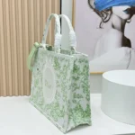 Dior Women Medium Dior Book Tote with Strap Green Multicolor Toile de Jouy Clover Embroidery