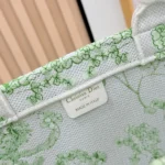Dior Women Medium Dior Book Tote with Strap Green Multicolor Toile de Jouy Clover Embroidery