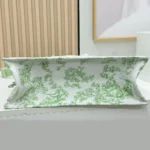 Dior Women Medium Dior Book Tote with Strap Green Multicolor Toile de Jouy Clover Embroidery