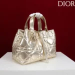 Dior Women Medium Dior Toujours Bag Metallic Gold-Tone Macrocannage Calfskin