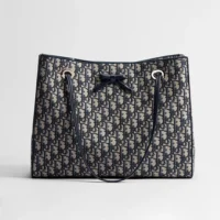 Dior Women Medium Shopping Bag Blue Dior Oblique Jacquard M1409OTZQ