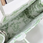Dior Women Mini Dior Book Tote with Strap Green and White Toile de Jouy Clover