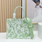 Dior Women Mini Dior Book Tote with Strap Green and White Toile de Jouy Clover