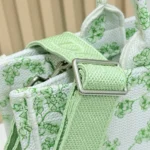 Dior Women Mini Dior Book Tote with Strap Green and White Toile de Jouy Clover