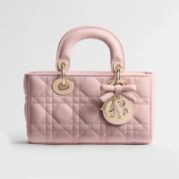Dior Women Mini Lady D-Joy Bag Rose Soupir Cannage Lambskin M0636OUQA