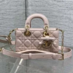Dior Women Mini Lady D-Joy Bag Rose Soupir Cannage Lambskin M0636OUQA