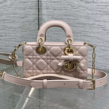 Dior Women Mini Lady D-Joy Bag Rose Soupir Cannage Lambskin M0636OUQA