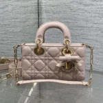 Dior Women Mini Lady D-Joy Bag Rose Soupir Cannage Lambskin M0636OUQA