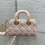 Dior Women Mini Lady D-Joy Bag Rose Soupir Cannage Lambskin M0636OUQA