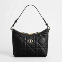 Dior Women Miss Caro Diorling Mini Bag with Chain Black Macrocannage Lambskin