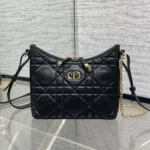 Dior Women Miss Caro Diorling Mini Bag with Chain Black Macrocannage Lambskin - Image 3