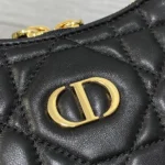 Dior Women Miss Caro Diorling Mini Bag with Chain Black Macrocannage Lambskin