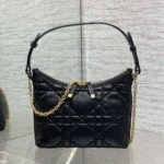 Dior Women Miss Caro Diorling Mini Bag with Chain Black Macrocannage Lambskin