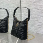 Dior Women Miss Caro Diorling Mini Bag with Chain Black Macrocannage Lambskin