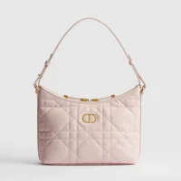 Dior Women Miss Caro Diorling Mini Bag with Chain Powder Pink Macrocannage Lambskin