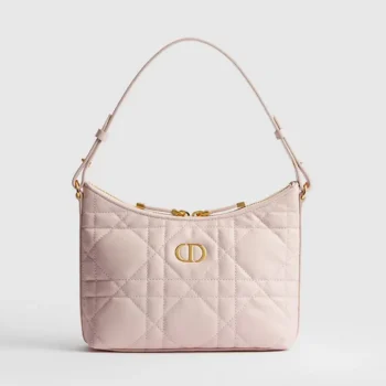Dior Women Miss Caro Diorling Mini Bag with Chain Powder Pink Macrocannage Lambskin