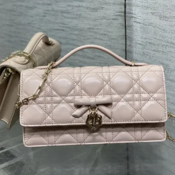 Dior Women My Dior Mini Bag Rose Soupir Cannage Lambskin S0984OUQA