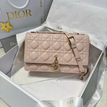 Dior Women My Dior Top Handle Bag Pink Cannage Lambskin