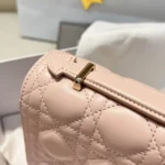Dior Women My Dior Top Handle Bag Pink Cannage Lambskin