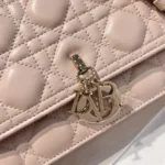 Dior Women My Dior Top Handle Bag Pink Cannage Lambskin