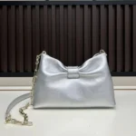 Dior Women Or Small Dior Bow Bag Silver-Tone Laminated Lambskin