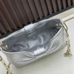Dior Women Or Small Dior Bow Bag Silver-Tone Laminated Lambskin