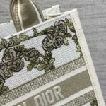 Dior Women Small Dior Book Tote Multicolor Amour de Roses Embroidery and Latte Calfskin